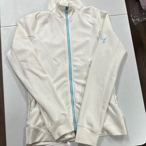 NWOT-Puma White Jacket with Blue Zipper